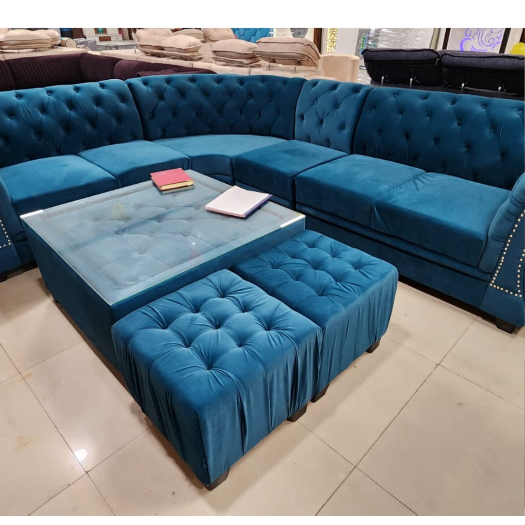 7 Seater Sofa Set with 2 Puffy