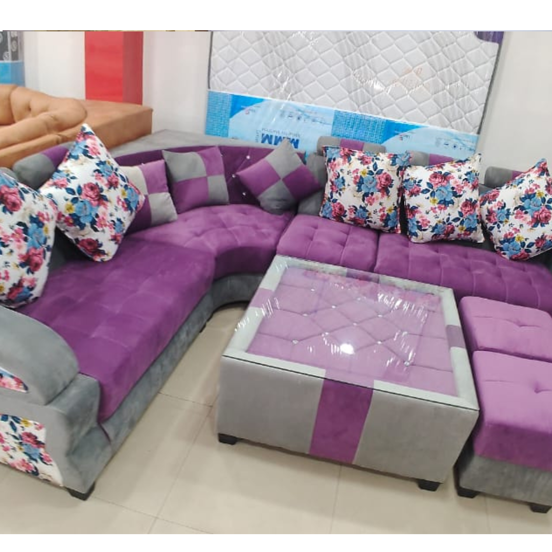 7 Seater Sofa Set with 2 Puffy