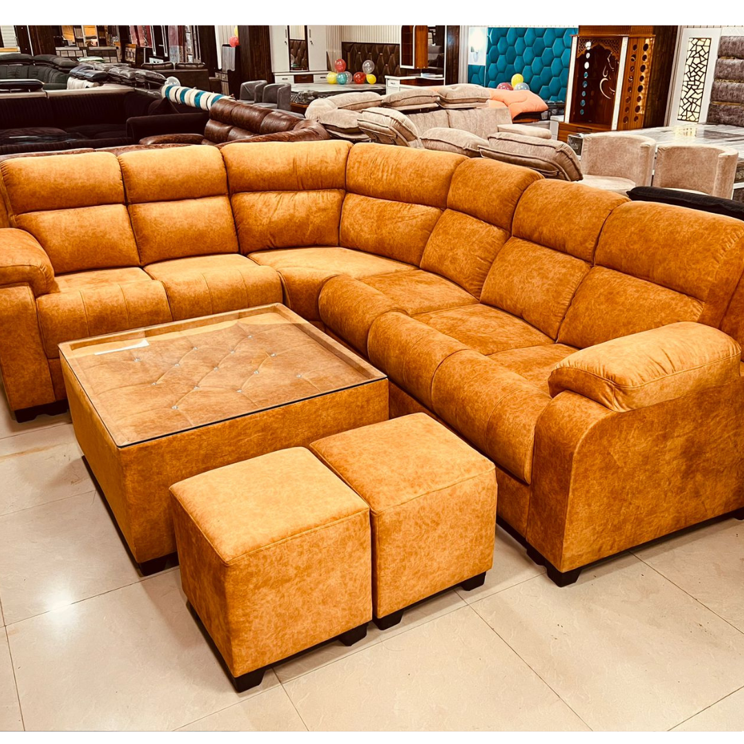 7 Seater Sofa Set and 2 Puffy