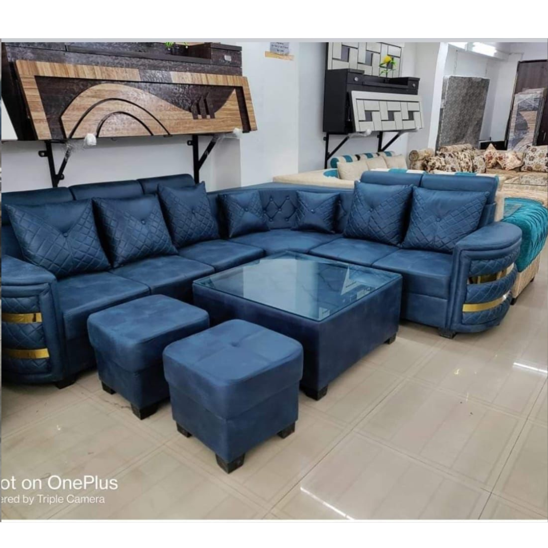 7 Seater Sofa Set with 2 Puffy